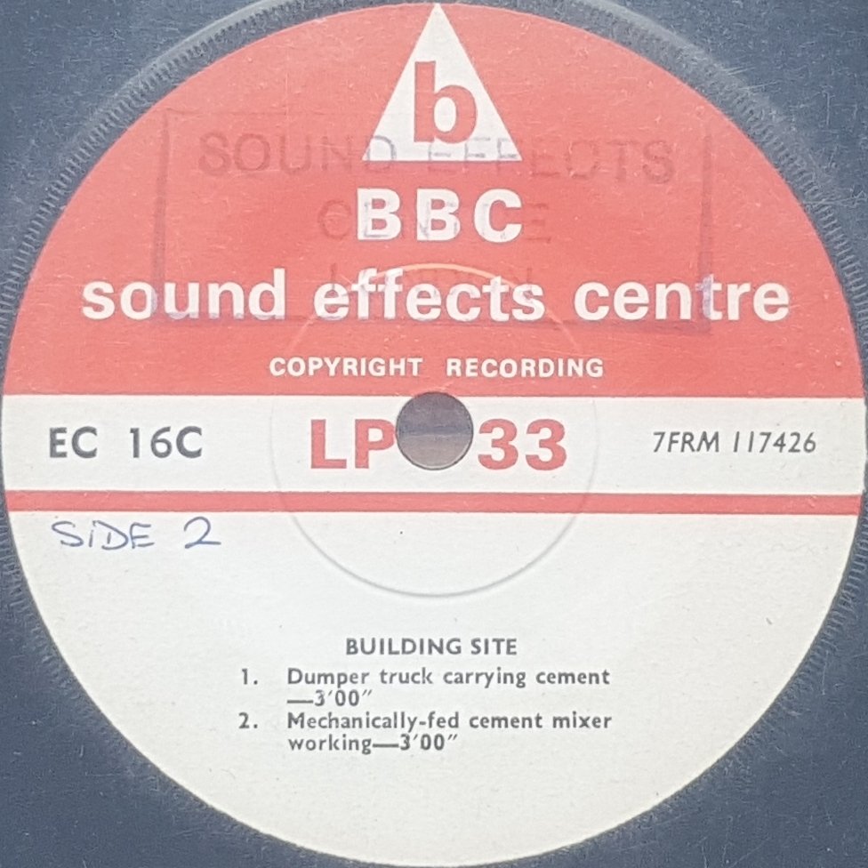 EC 16C Cement mixers / Building site Not registered from the BBC records and Tapes library Label